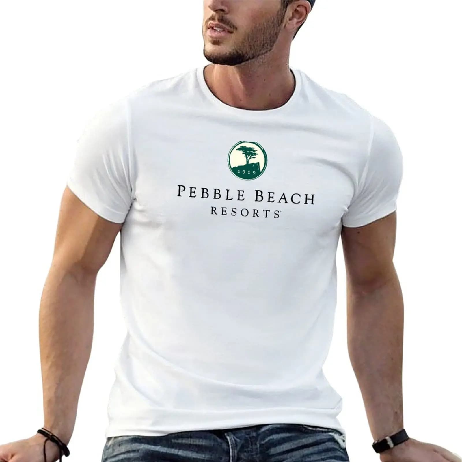 Pebble Beach Resorts Golf Courses Resorts Spa 1919 T-shirt da uomo, t-shirt casual stampate per uomo, T-shirt