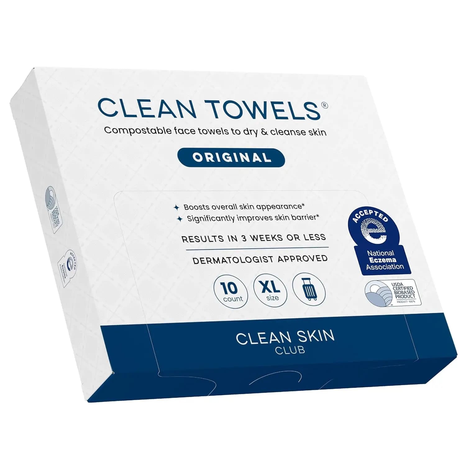 Salviette Viso Monouso XL Biodegradabili, Confezione da 10, Formato da Viaggio, Salviette Asciutte per la Cura della Pelle, Approvate TSA