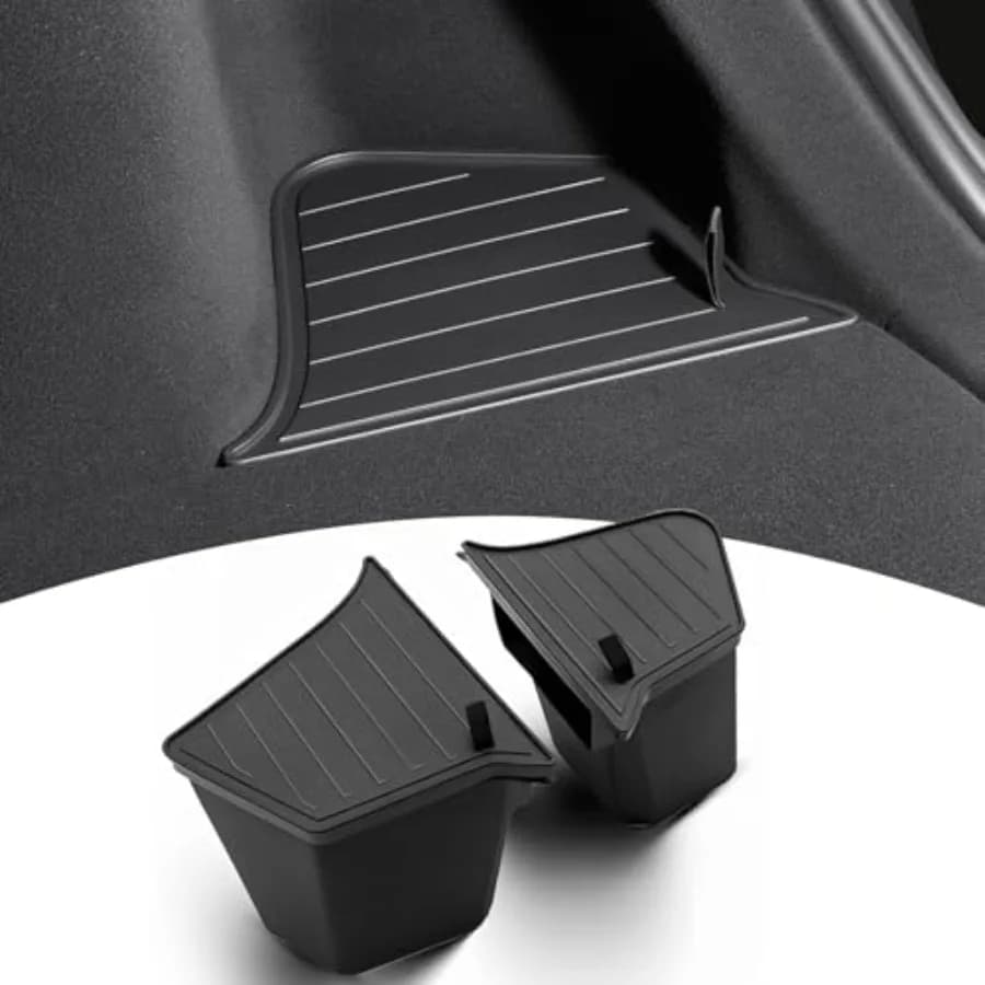 Rear Trunk Organizer Storage Box for Tesla Model Y 2025-2026 Juniper, TPE Waterproof Anti-Rattle Cargo Side Bin with Lids, Gray