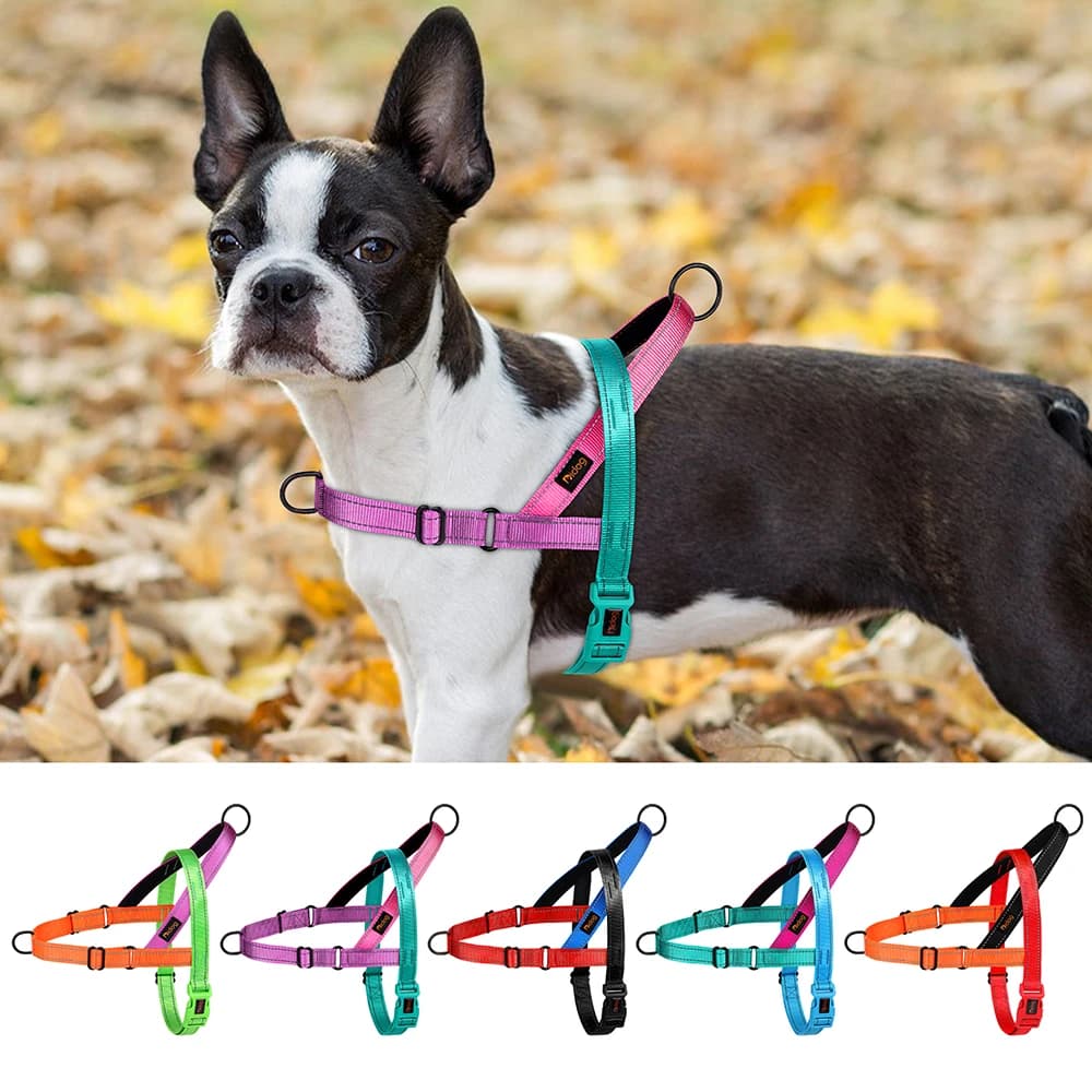 Pettorina per cani in nylon riflettente regolabile senza tirare Pettorina per animali domestici Controllo rapido Bulldog francese Chihuahua Harness Vest Perro