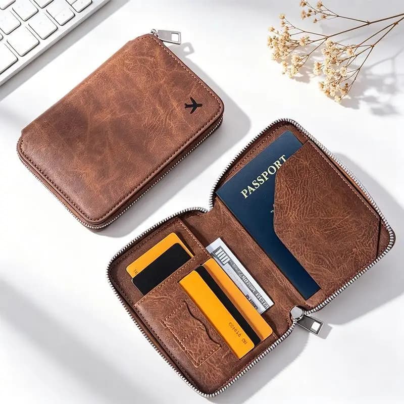 Large Capacity Zipper Passport Wallet ID Card Ticket Coin Travel Organizer Holder