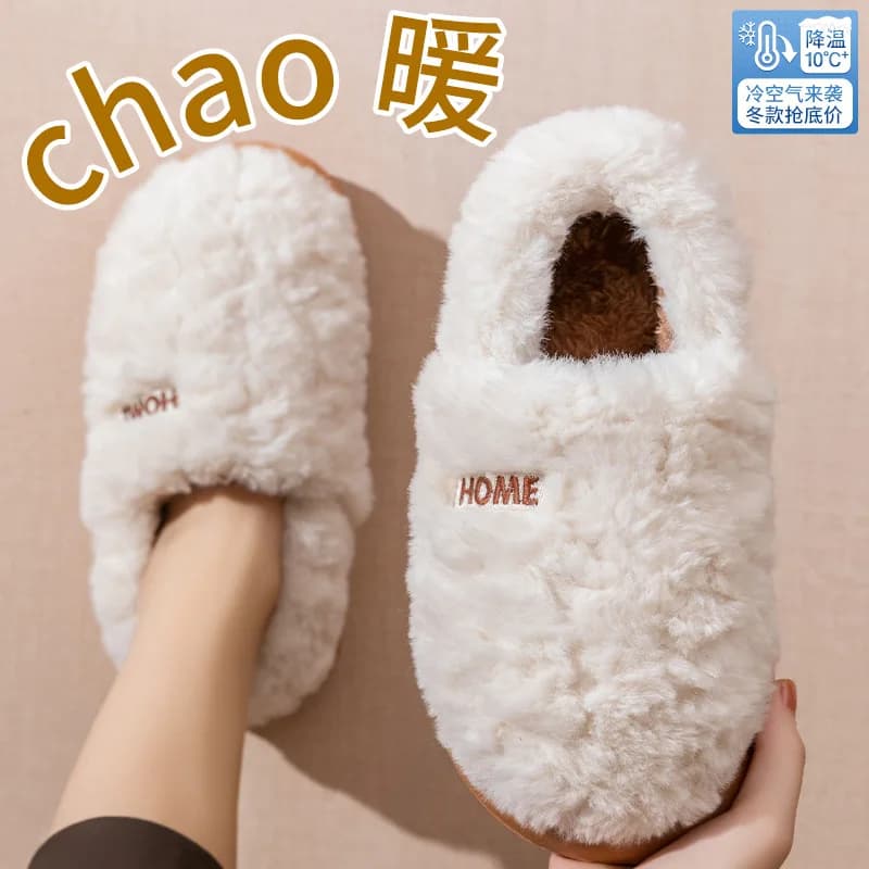 Pantofole di cotone da donna inverno nuovo stile borsa tacco casa scarpe di cotone felpato calde e antiscivolo per uomo che indossano fuori 2026