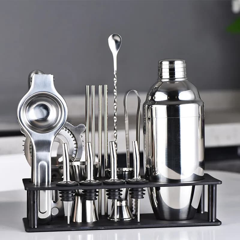 Set Mixer in Acciaio Inox 304 JC, Shaker per Cocktail con Bicchiere Effetto Neve