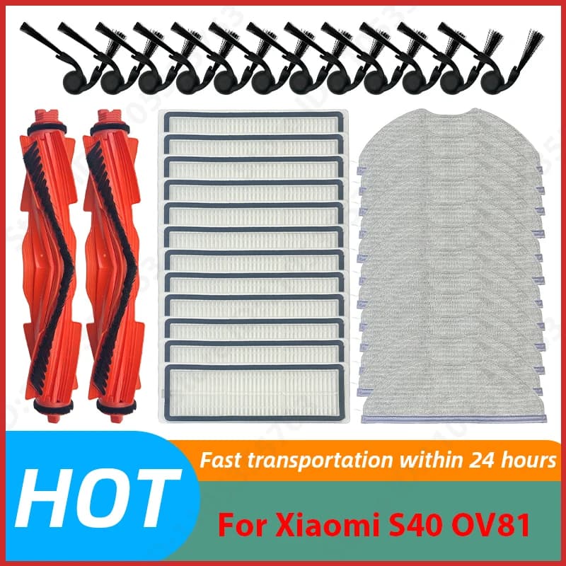 Compatible For Xiaomi S40 OV81 Robot Vacuum Spare Parts Main Side Brush Hepa Filter Mop Cloth Accessories