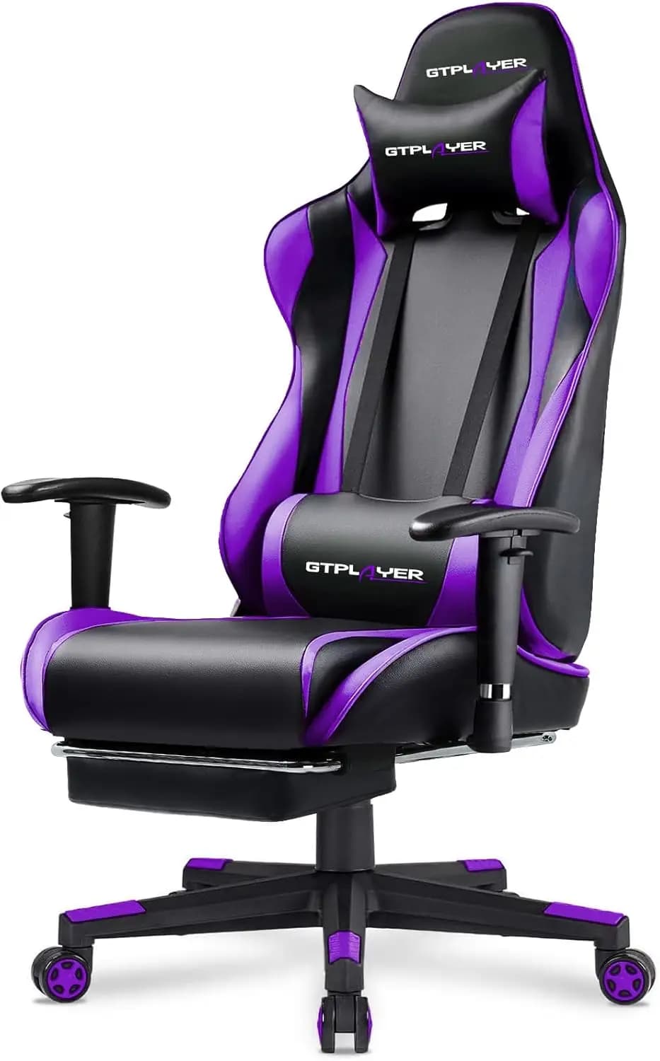 Sedia da Gaming Ergonomica con Poggiapiedi, Reclinabile e Altezza Regolabile, Girevole e Basculante in Viola