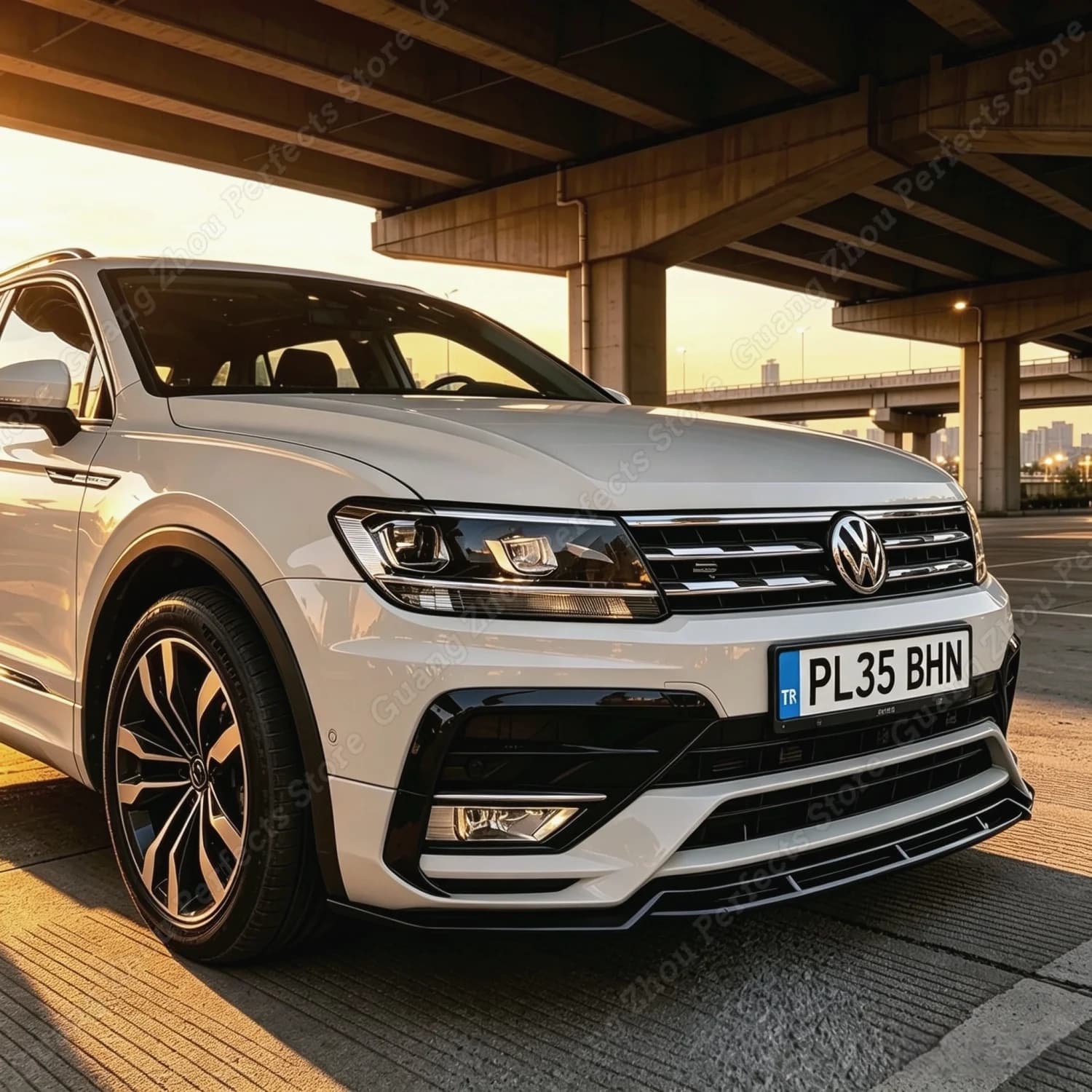 Front Bumper Splitter For Volkswagen Tiguan R-Line MK2 Pre-Facelift 2017 2018 2019 2020 Lip Diffuser Glossy Black BodyKit Tuning