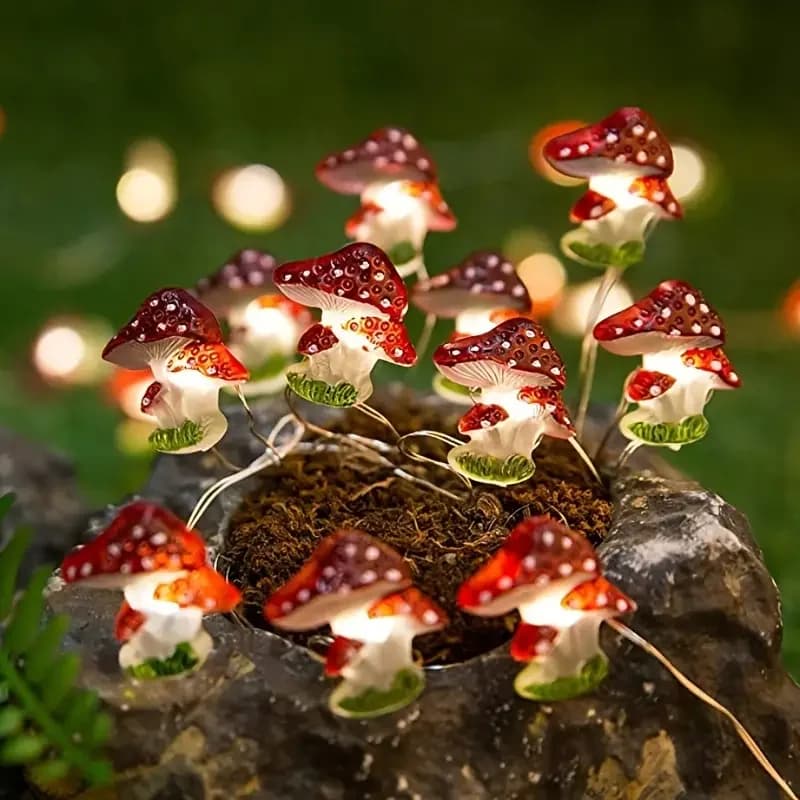1pc piccola luce a forma di fungo filo di rame ghirlanda lampada da fata alimentata a batteria per la decorazione del festival delle vacanze del giardino domestico