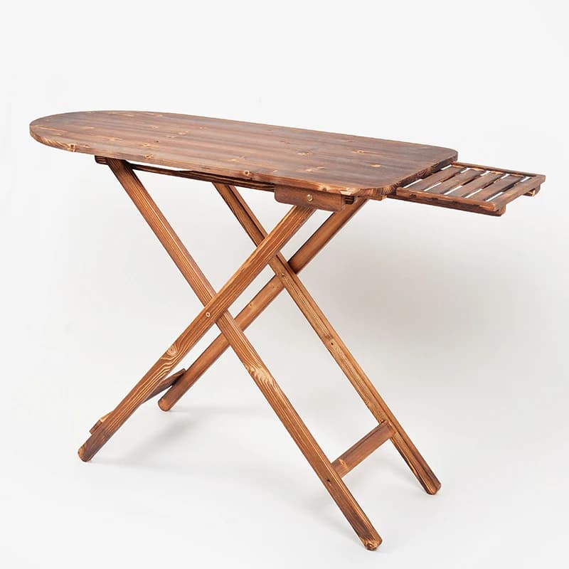 Solid wood ironing board retro folding household electric iron ironing rack vertical large wooden shelf