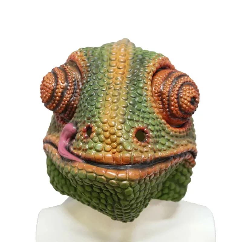 New Arrival Funny Chameleon Full Face Reptile Cosplay Headgear Latex Animal Mask Purim Halloween Carnival Party Props NM31