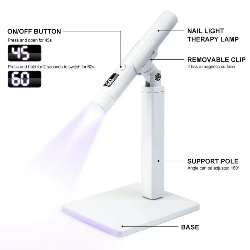 Professional UV LED Table Lamp for Nails with Display, Rechargeable, Portable, Mini Nail Dryer, Removable Nail Art Support