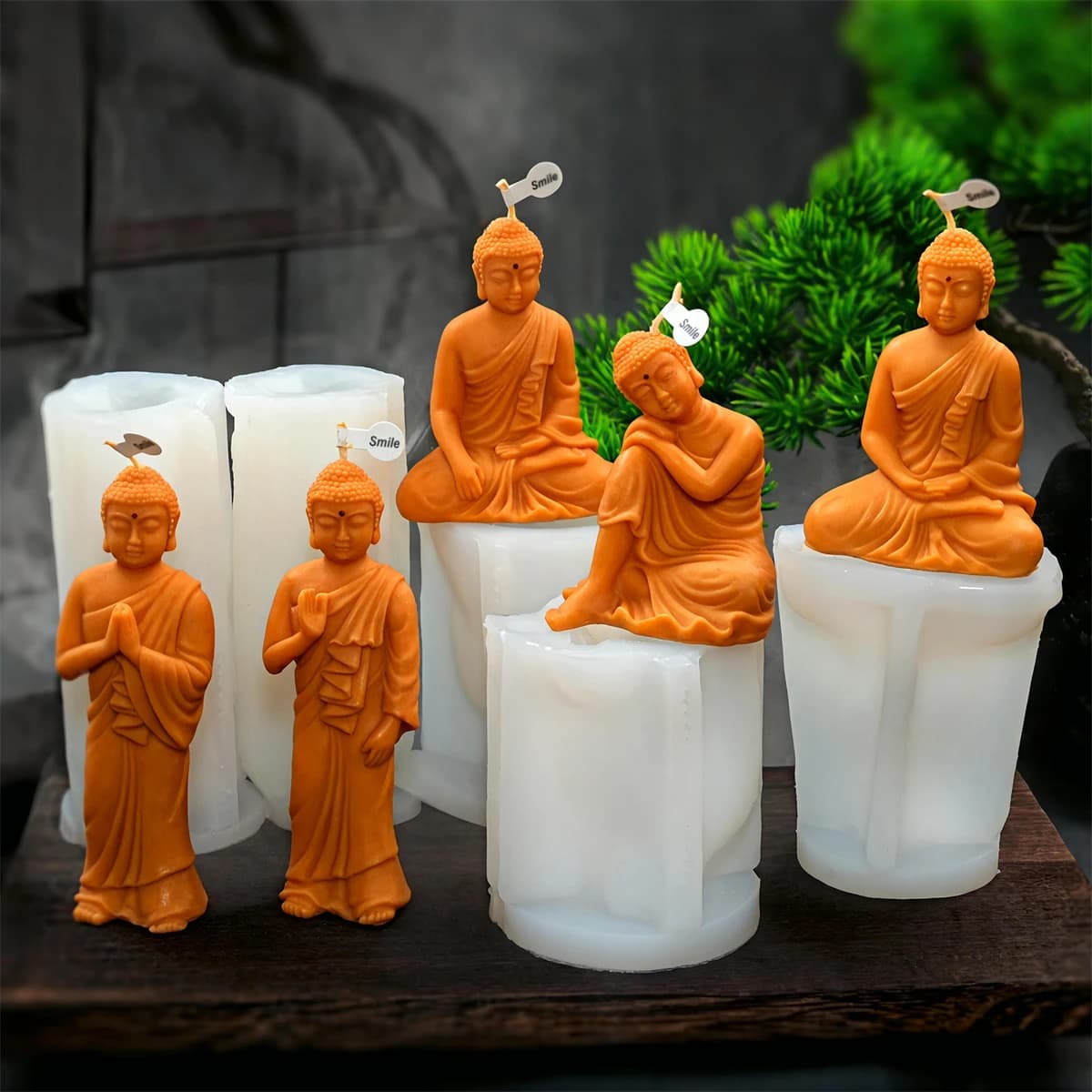 Statua di Buddha 3D Candela Stampo in silicone Meditazione fai da te Preghiera Buddha per candele Sapone Artigianato in gesso Creazione e argilla Decorazioni per la casa
