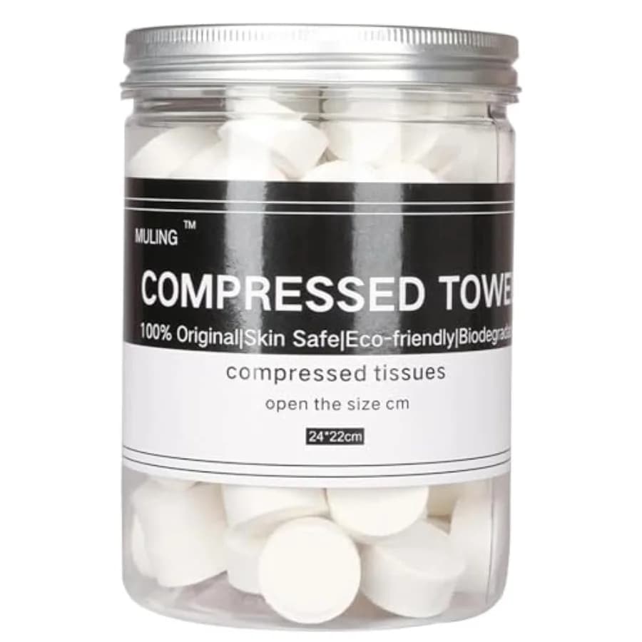 Canned 100 PCS Compressed Towels Portable Mini Compressed Coin Tissue for Travel Sports, Beauty Salon or Home Hand Wipes