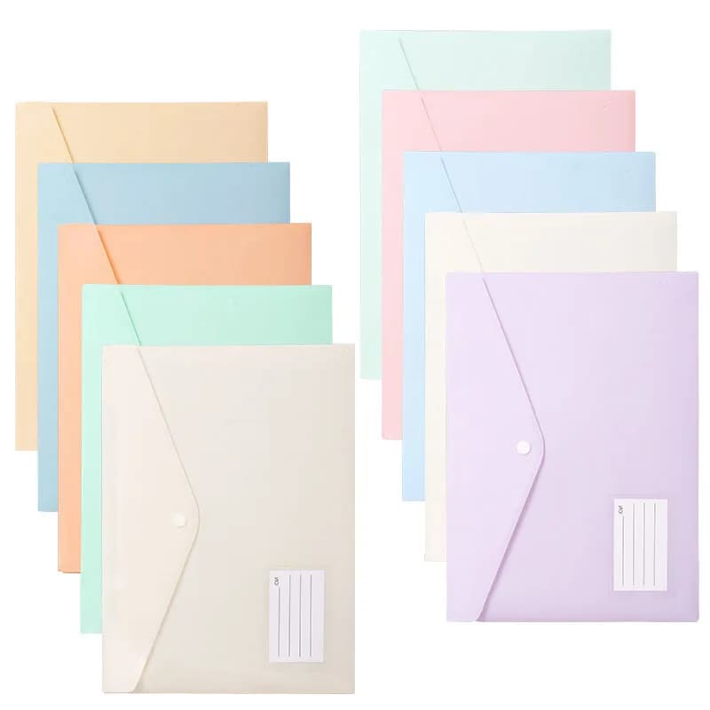 10pcs 32.3x23.5cm A4 Envelopes Cmdocument Folder with Buckle Colorful Small Business File Folder Stationery Supplies Storage Bag