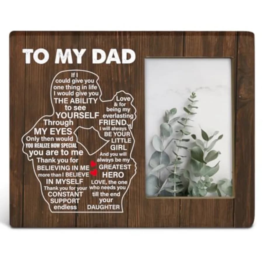 Dad Gift From Daughter, Thank You Gifts for Dad Father Daddy, Rustic Dad Wood Picture Frame 8 x 10 Inch Tabletop and Wall Mount