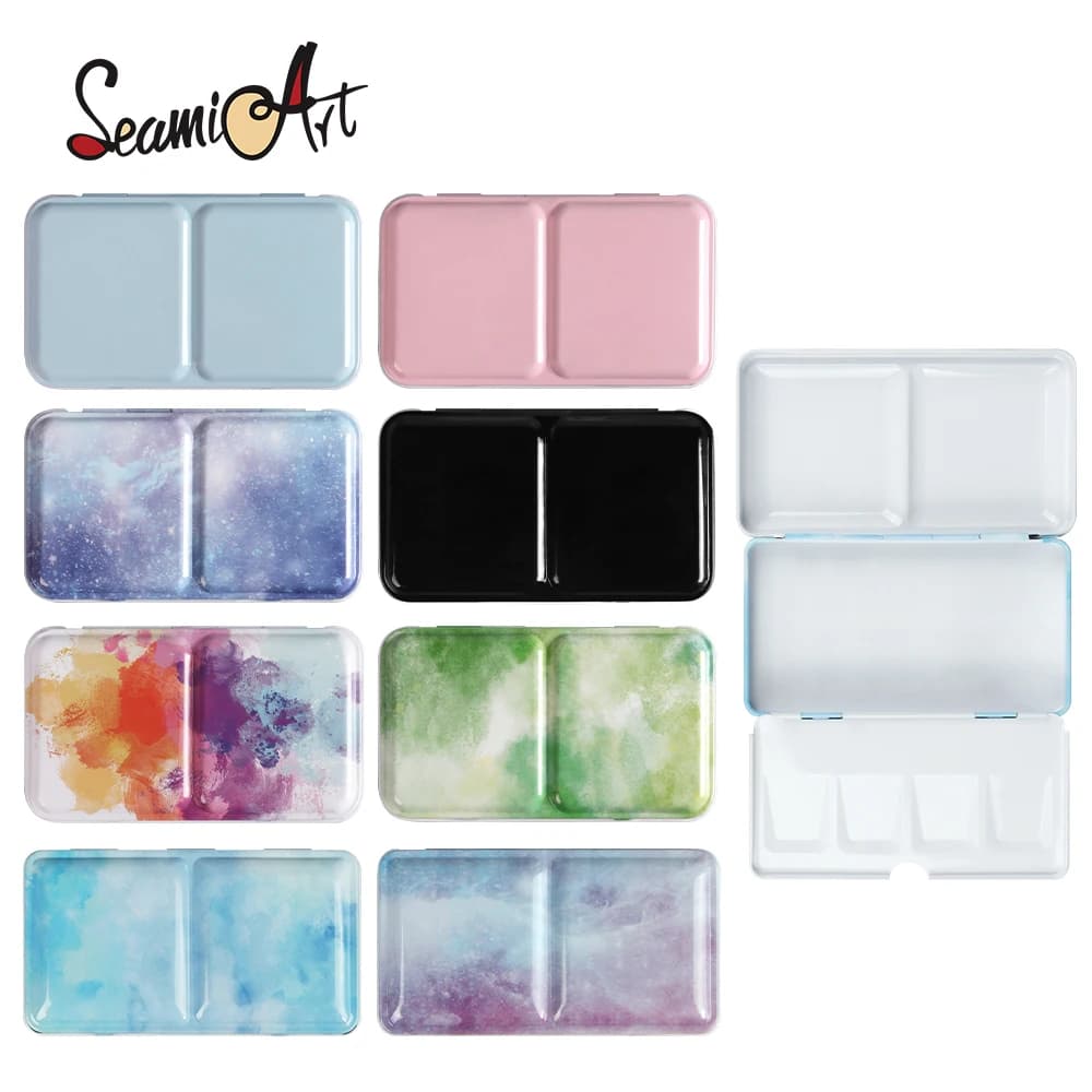 SeamiArt 1 scatola vuota portatile pieghevole in metallo per pittura ad acquerello di piccole dimensioni per materiali artistici per pittura ad acquerello