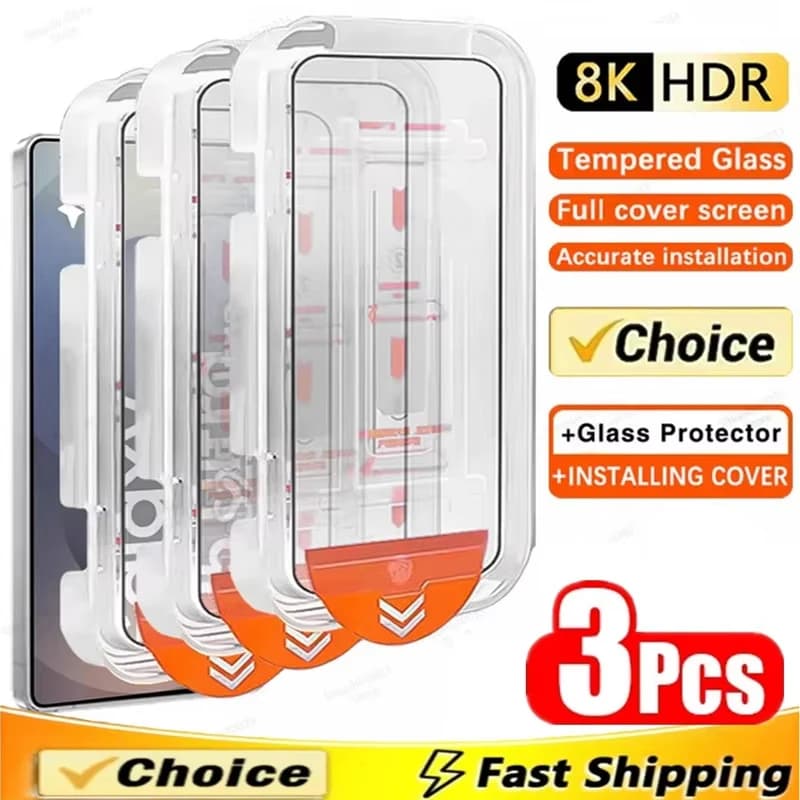 3Pcs Dust Free Install Glass Film For Xiaomi Redmi 14C 13C 12C 10C Note 13 12 11 10 Pro 9 8 7 12S 11S 10S 9S HD Screen Protector