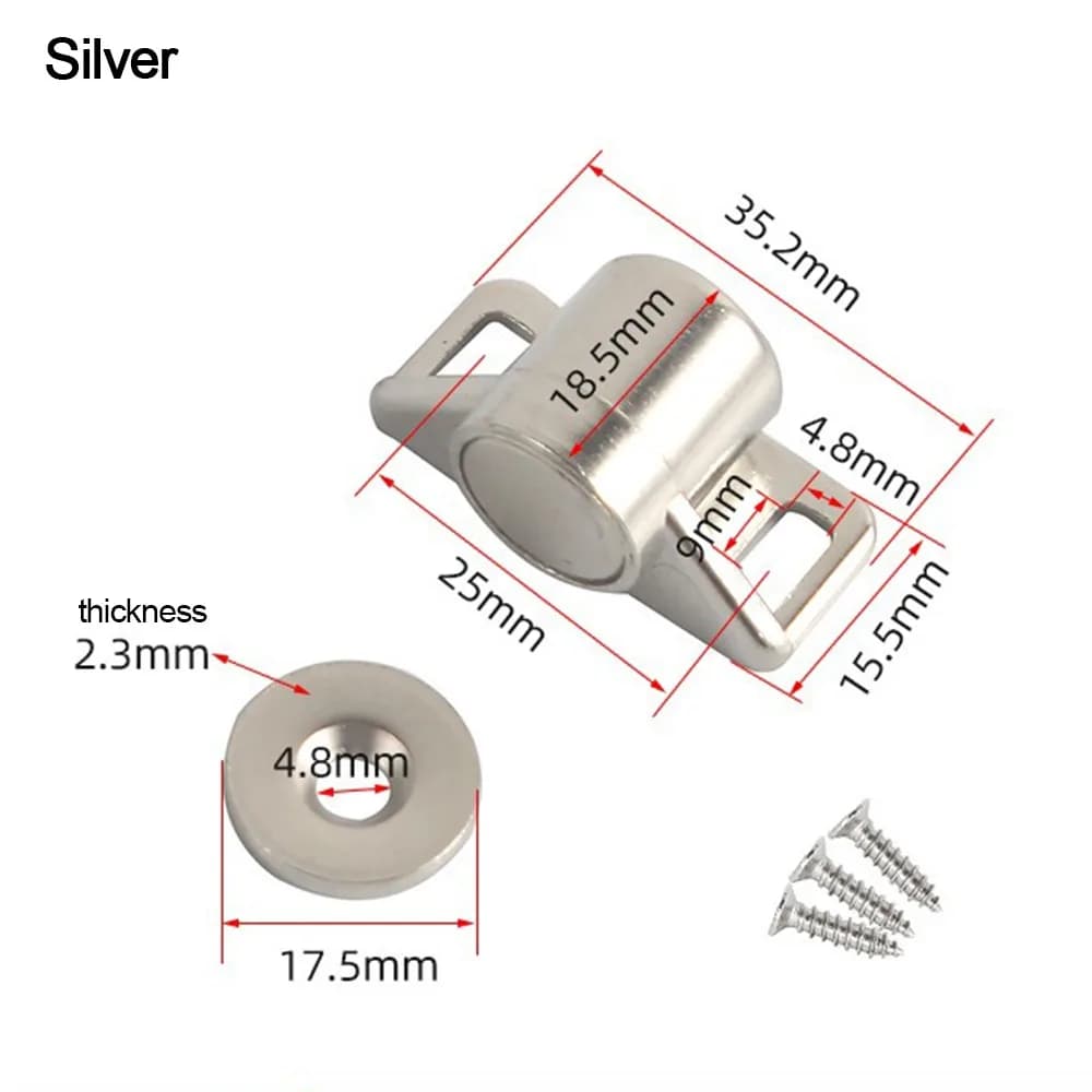Useful Metal Magnet Cabinet Door Catch Magnetic Punch-free Drawer Latch Hardware Furniture Door Stopper Hardware Accessories