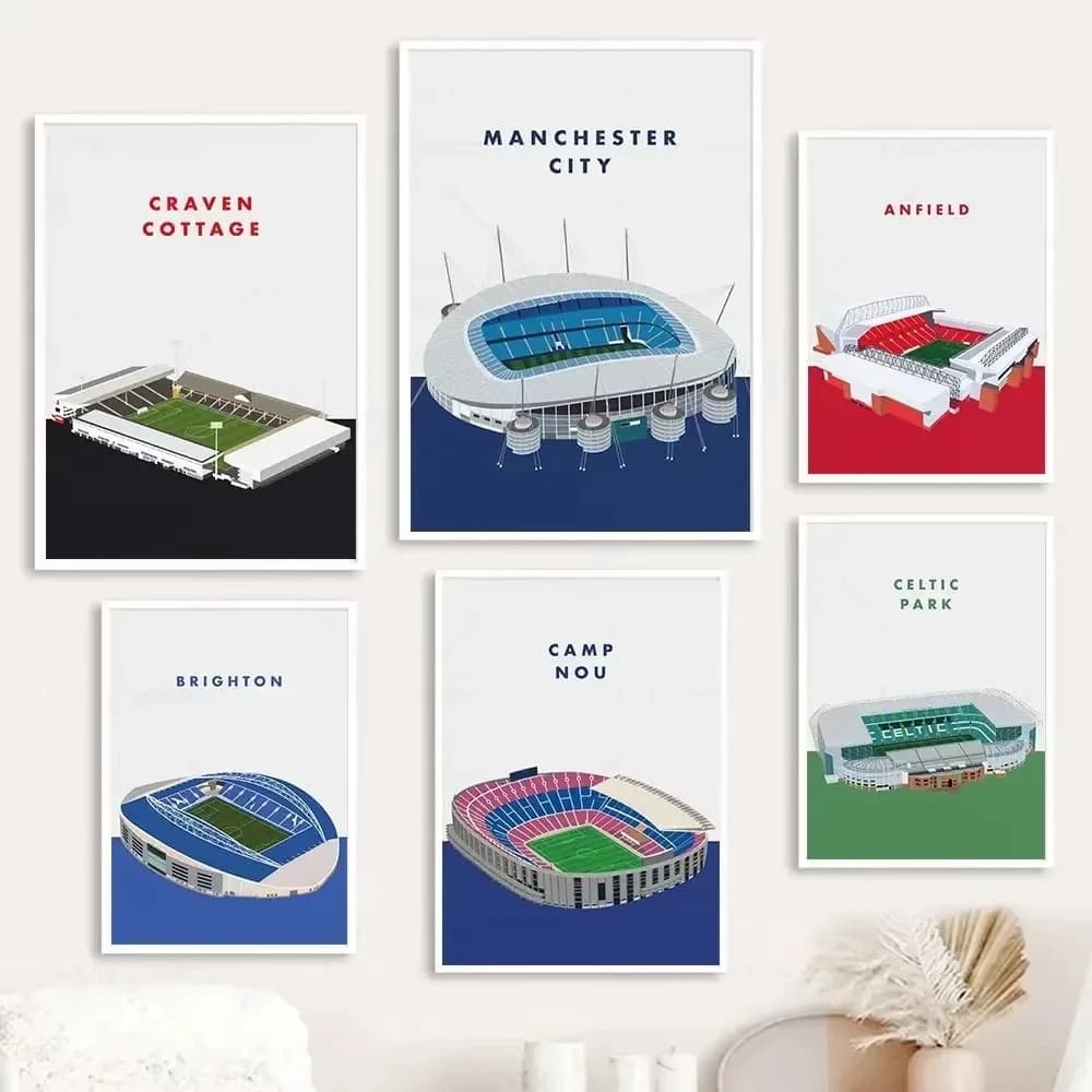 Painting su tela per luoghi sportivi Campo da calcio Sport Wall Art Poster Stampa Manchester City Anfield Stadium Immagini Arredamento della camera per adolescenti