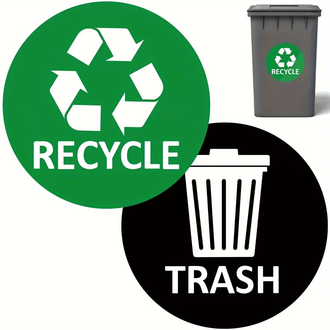 2/4Pcs Recycle Bin Vinyl Stickers, Removable Trash Can Decals, Automatic Garbage Container Decor for Kitchen & Living‑Room