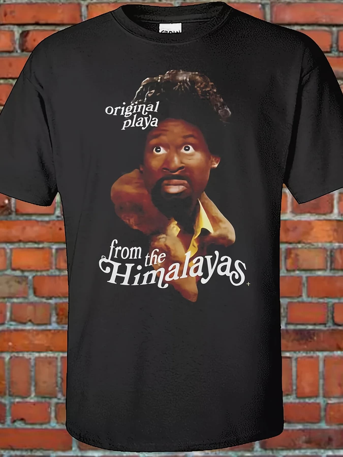 Men's T-shirt with vintage inspired graphics 'From the Himalayas' - 100% cotton, breathable and anti-humidity, casual, crew neck, black