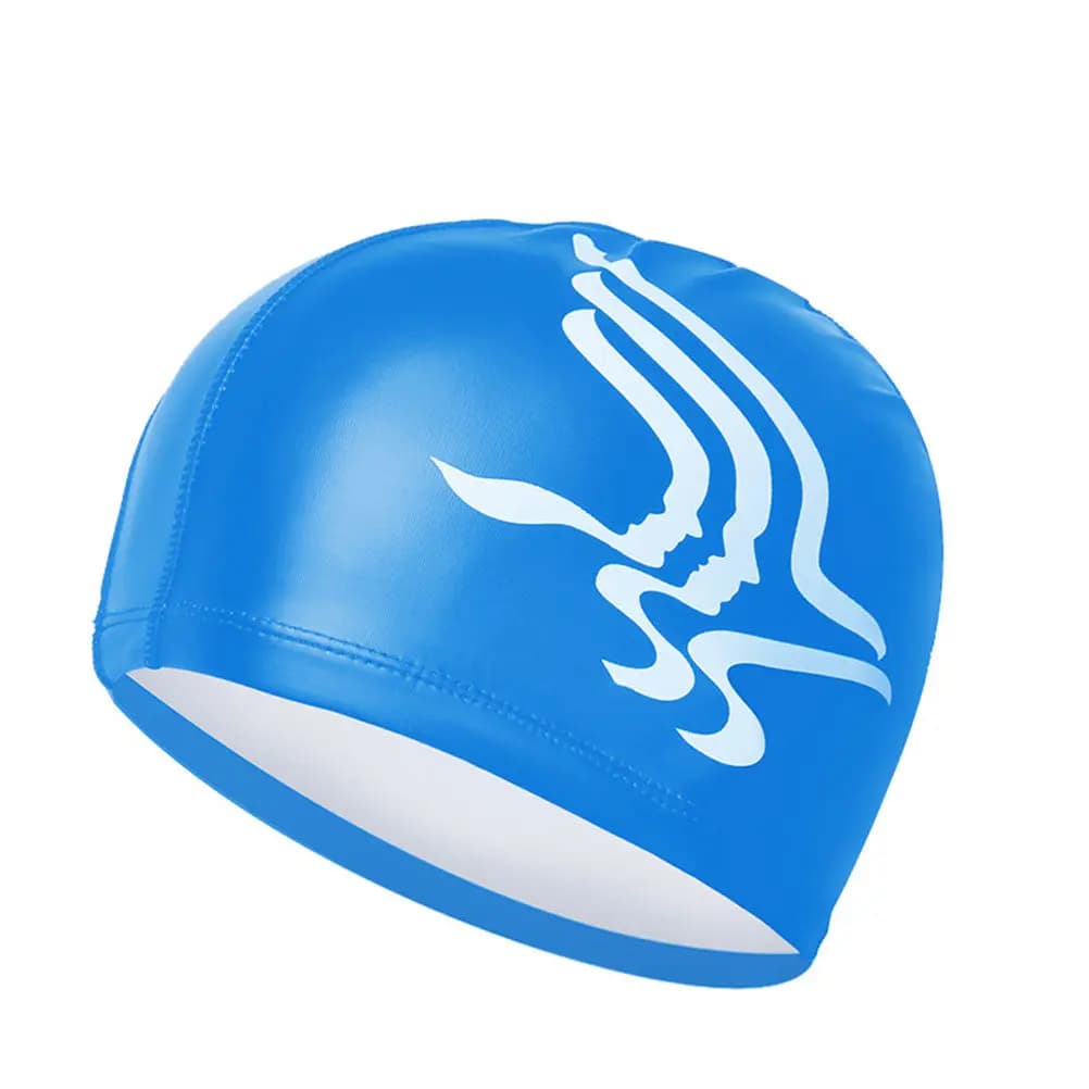 Waterproof swim cap with sun protection, elastic and light ear covers for women, swim hood, comfortable and breathable, blue color