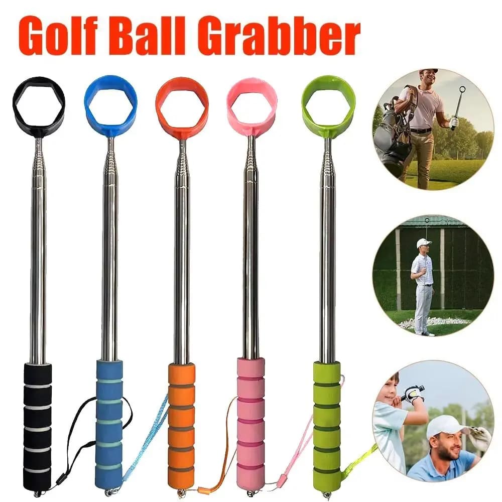 Extendable Telescopic Golf Ball Retriever Two-Sided Non-Slip Handle Stainless Ball Grabber Rounded Head Adjustable