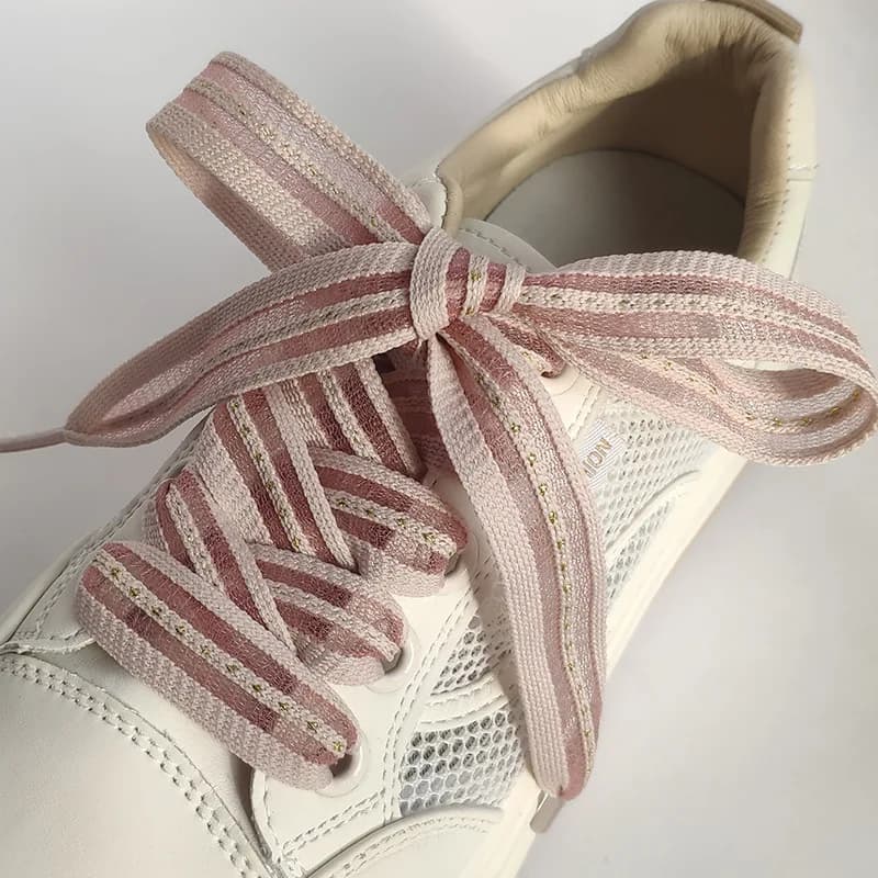 1Pair 2cm Bow Wide 120cm Flat Shoelaces Transparent Striped Shoelaces Sneaker Black Sport DE Training Shoes Casual Shoes Laces