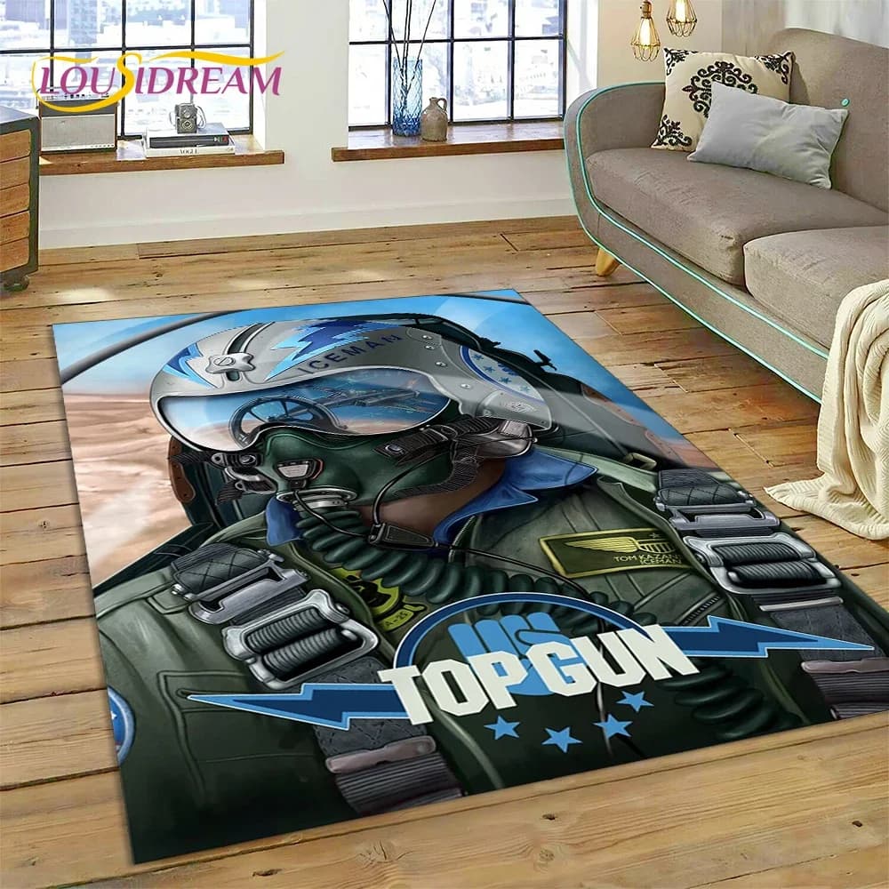 Tappeto Top Gun Sign Tom Cruise Fighter HD per soggiorno, camera da letto, decorazione per la casa, tappetino antiscivolo per divano