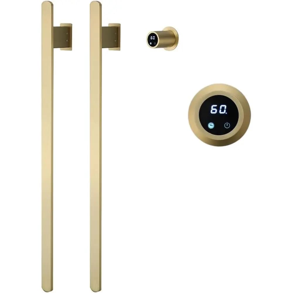 Scaldasalviette Elettrico da Bagno in Acciaio Inox con Controllo Smart Touch, 110V, Oro Spazzolato, 2 Barre
