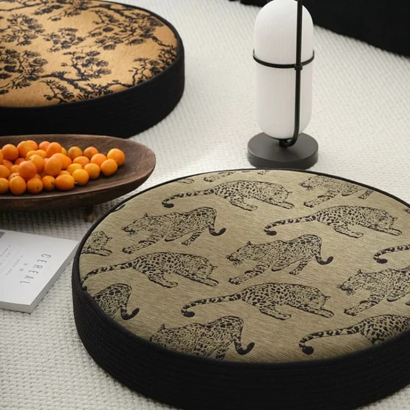 Round Floor Cushion for Home Mid Century Modern Tatami Mat for Meditation Large Zafu for Reading on Ground Woven Zen Cushion