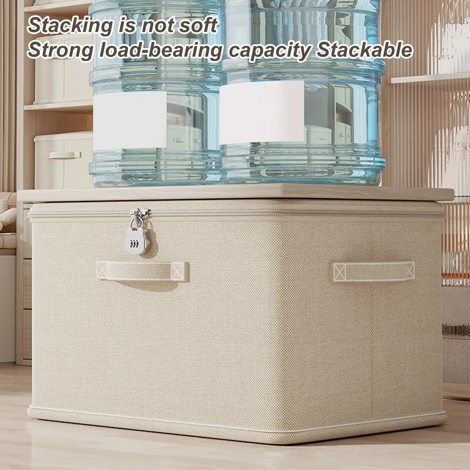 Lockable Storage Boxes Odor Proof Storage Container With Handle Washable Shelf Baskets Wardrobe Clothes Organizer