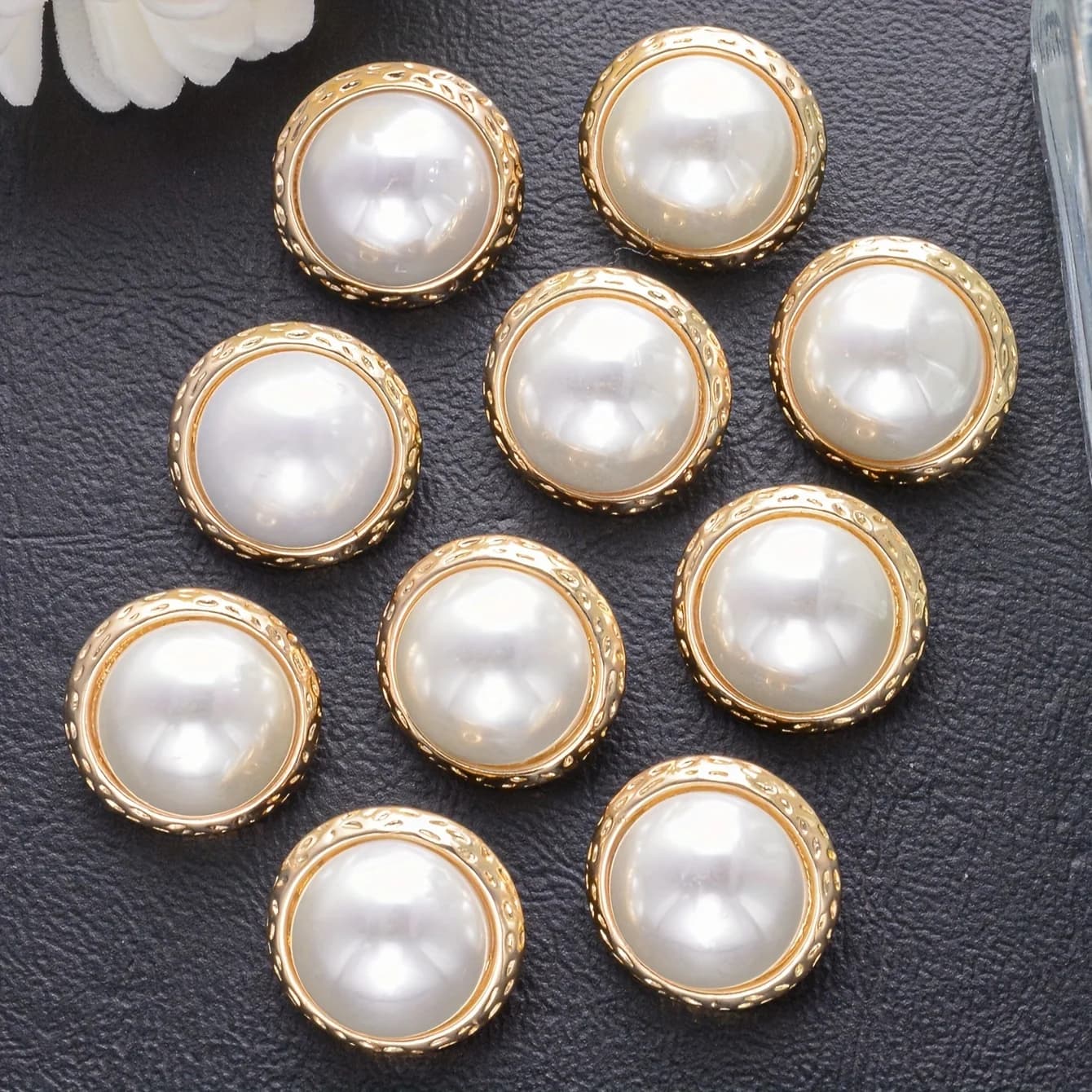 10 pz 16/20/24mm bottoni di perle rotonde per camicie maglione vestito cappotto decorativo metallo cucito gambo bottone accessori fai da te