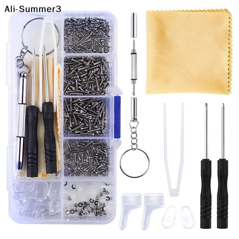【Y16】【A16】500Pcs/Box 2026 New Eyeglasses Sunglass Repair Tool Kits With Screws Nose Pads Screwdriver Nuts Optical Parts Assorted