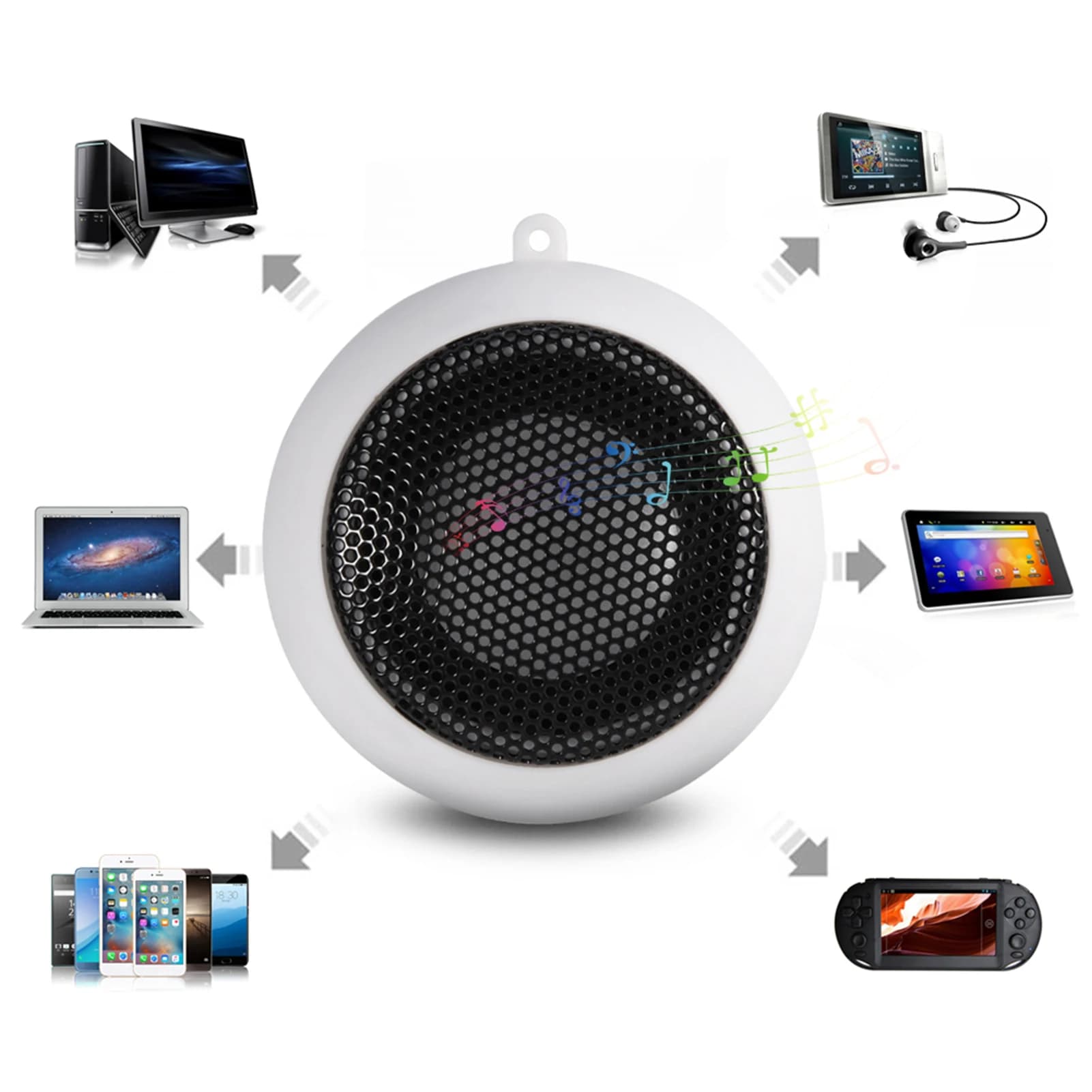 Altoparlante per computer Mini altoparlante portatile da viaggio da 3,5 mm Batteria incorporata per telefono cellulare Altoparlante portatile per PC MP3