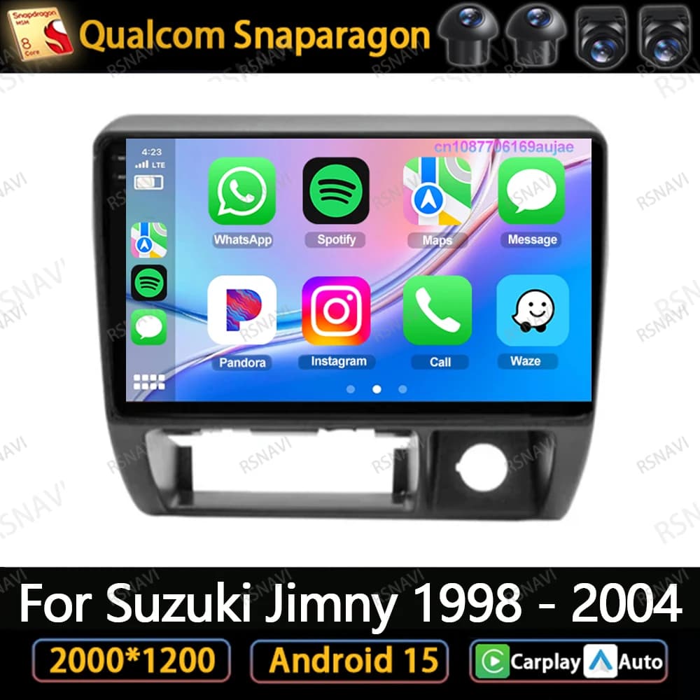 Android 15 Car Radio For Suzuki Jimny 1998 - 2003 2004 BT AI Voice Carplay 8 Core DSP NO 2DIN 360 Camera QLED Navigation RDS IPS