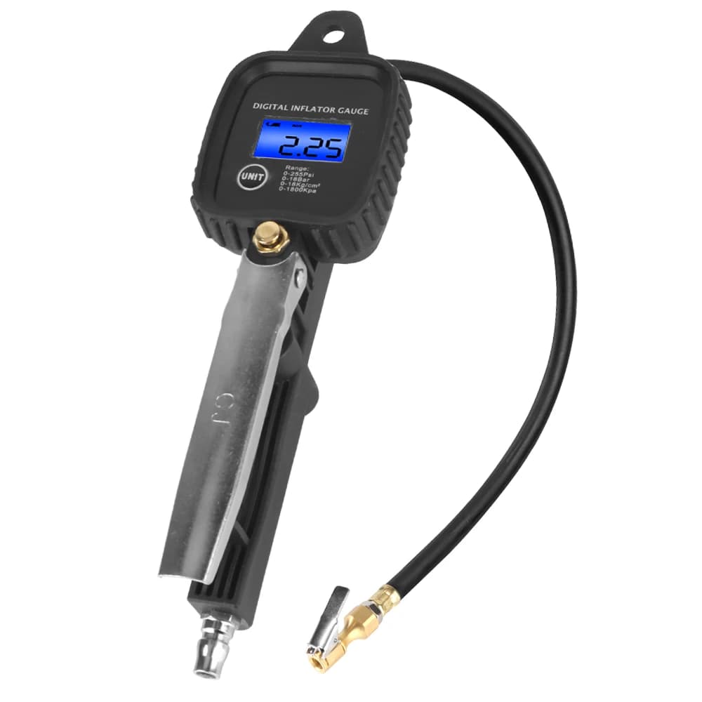 Monitoraggio ad alta precisione pistola di gonfiaggio Manometro per pneumatici per auto Manometro digitale con tubo di gonfiaggio Manometro per pneumatici per auto