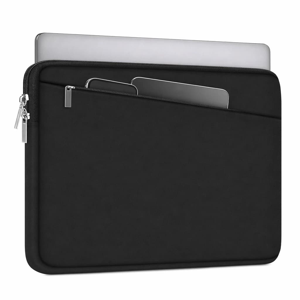 Thicken Shockproof Laptop Portable Sleeve Bag Protective Notebook Case With Side Pockets For 13-14 15.6 Inch Laptops Black