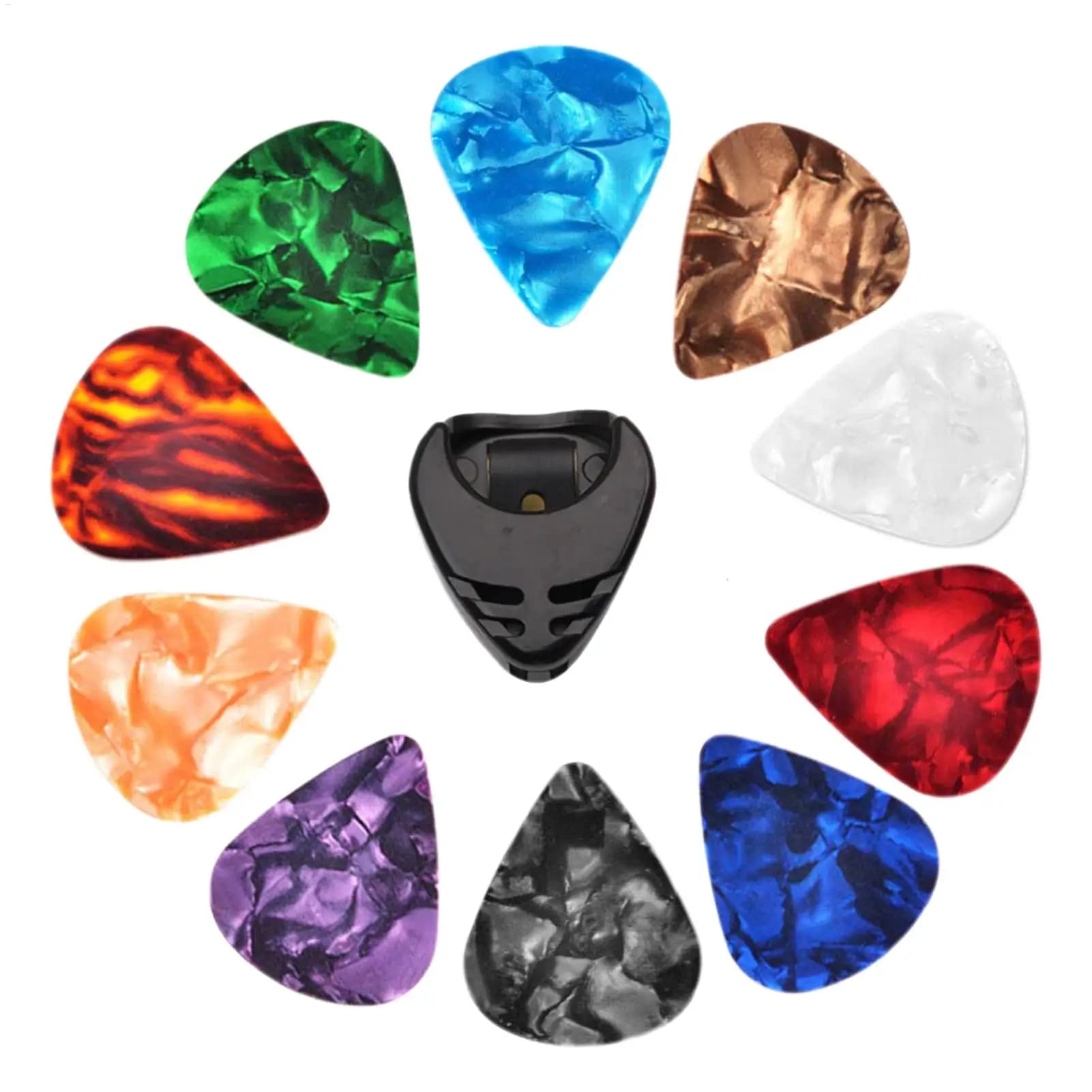Plettri per Chitarra Luminosi, 10 Pezzi Colorati, Plettri Professionali Sottili da 0,46mm per Chitarra Classica, Accessori per Suonatura e Flatpicking