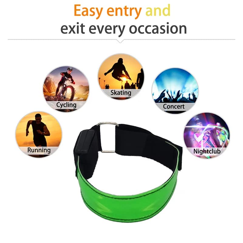 Night Reflective Safety Belt Sports Arm Band Cycling Concert Roller Light LED Night Running Bracelet Light