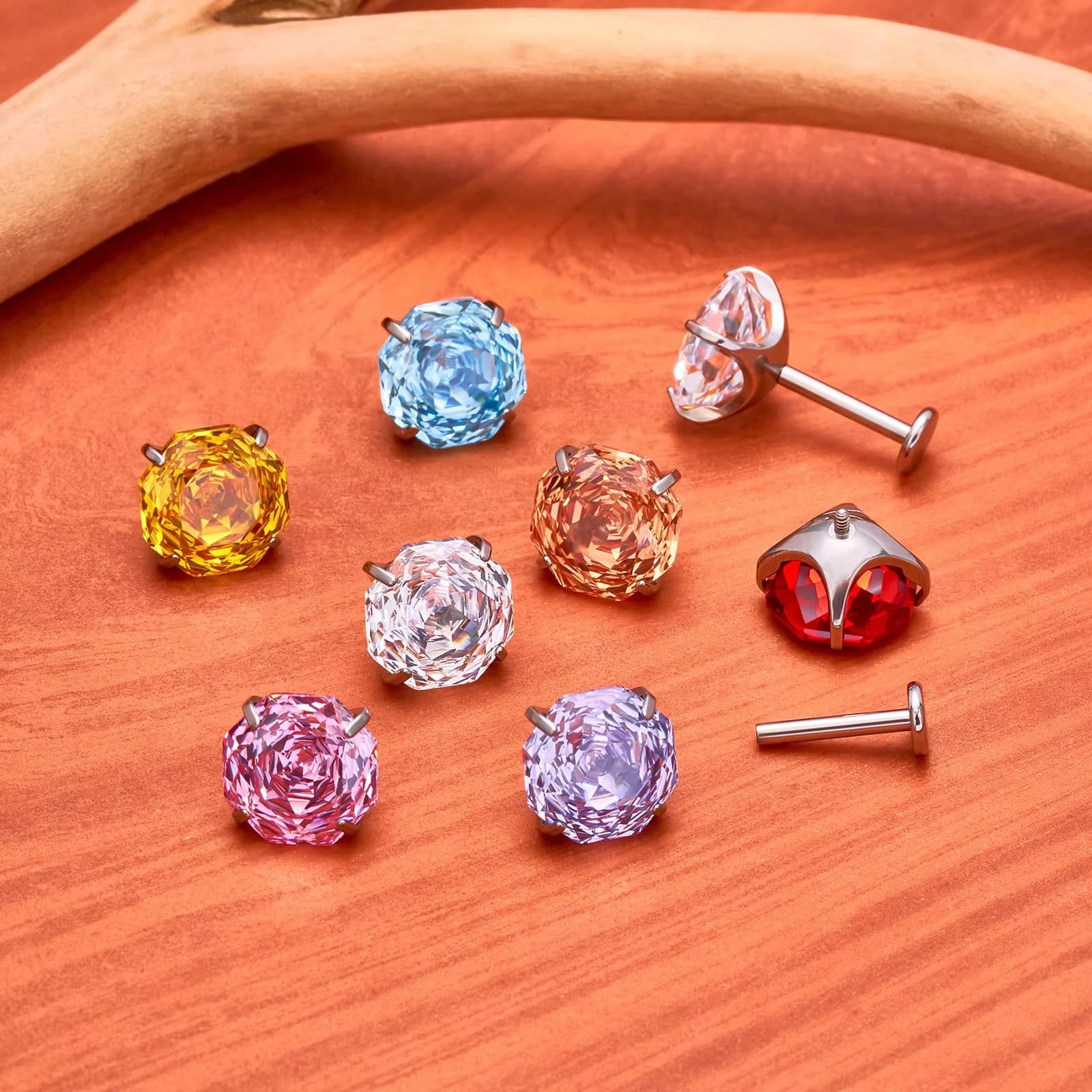 1/10Pcs ASTM F136 Titanium Top Internal Thread Zircon Labret Stud Earring Nose Stud Piercing Body Jewelry Accessories Wholesale