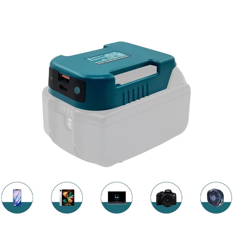 Power Bank Adapter for Makita 14.4V 18V lithium-ion Batteries with USB & Type-C Fast Charging Power Wheel Adapter USB Charger