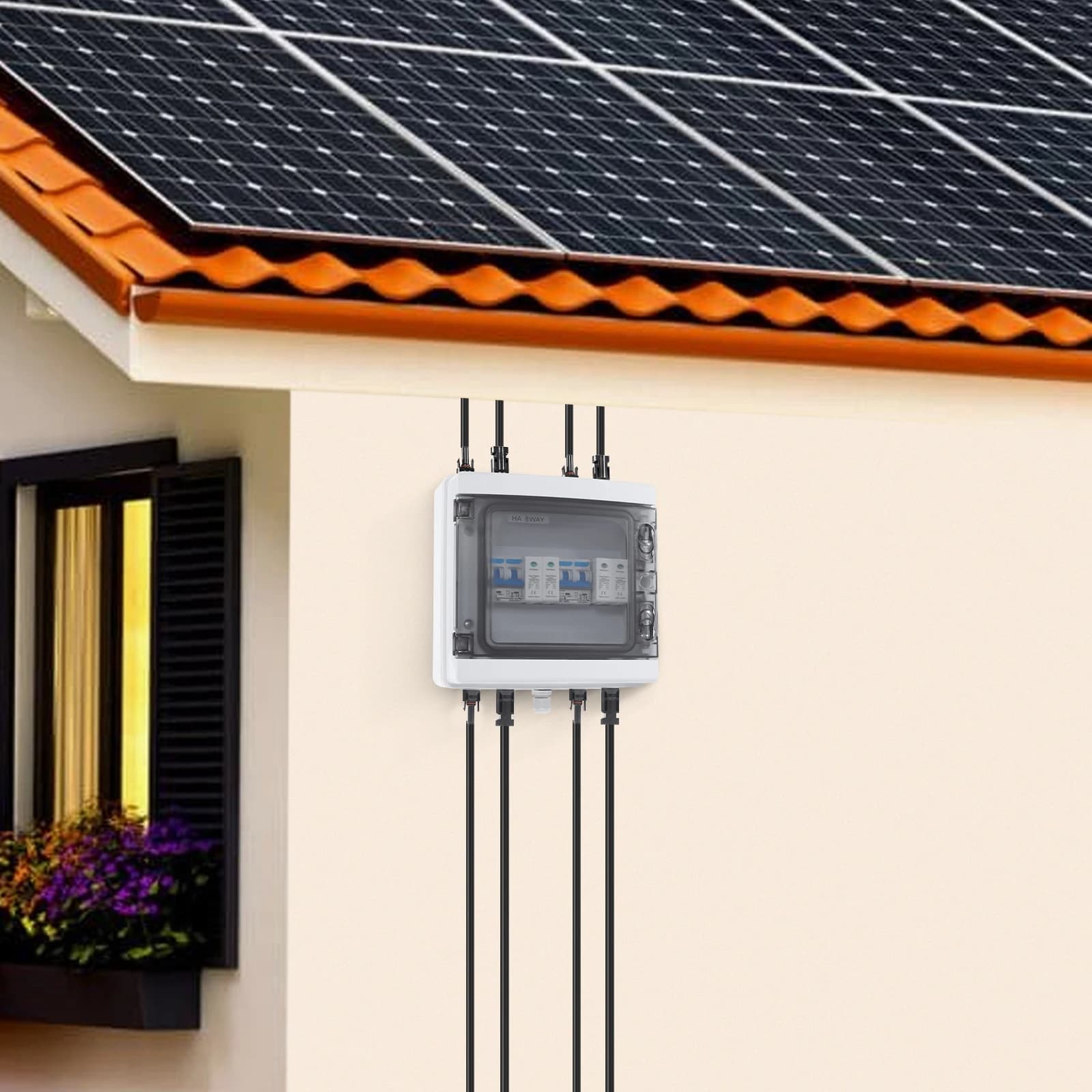 Quadro di Combinazione Solare Fotovoltaico con Coperchio Trasparente, Interruttore Automatico per Pannelli Solari, Interruttore di Disconnessione Solare 40A