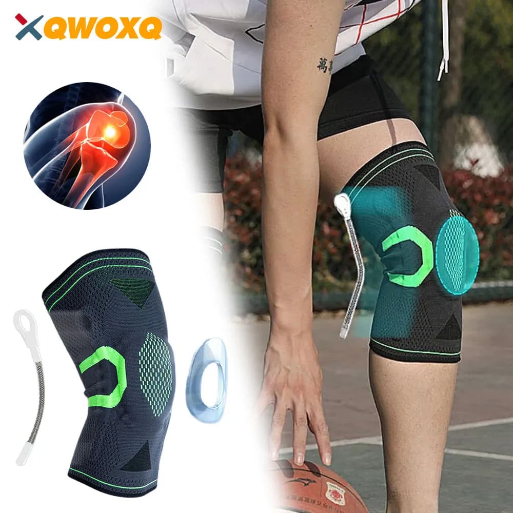 1 pezzo di ginocchiera professionale, ginocchiera a compressione con cuscinetto in gel rotuleo e stabilizzatori laterali, ginocchiera medica da corsa, allenamento