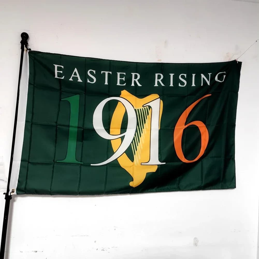 Easter Rising Irish Republic Flag - St Patrick's Day Polyester Tapestry Banner 90x150cm, Historical Tribute Wall Decor