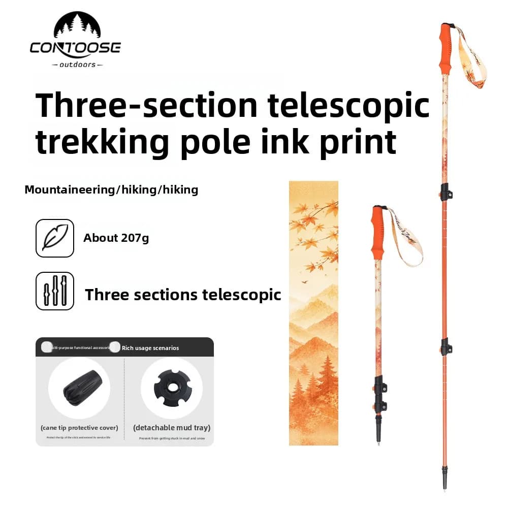 1PC 3-Section Aluminum Alloy Telescopic Trekking Pole, Adjustable 63-135cm EVA Handle Hiking Stick for Trekking Walking