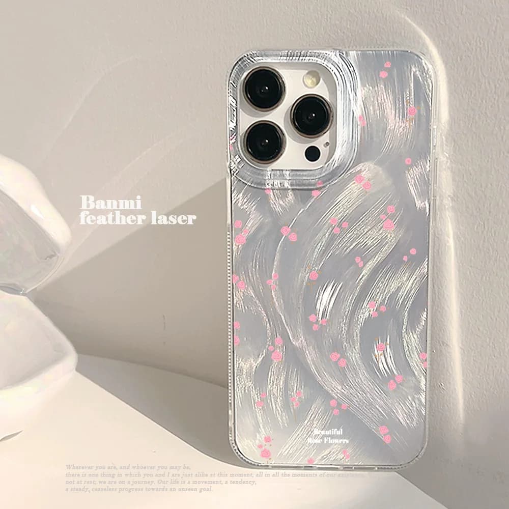 Cover Morbida con Fiori Rosa Semplici per Samsung Galaxy S26 S25 S24 S23 Ultra S22 S21 Plus FE A56 A55 A54 A53 A36 A35 A34 5G