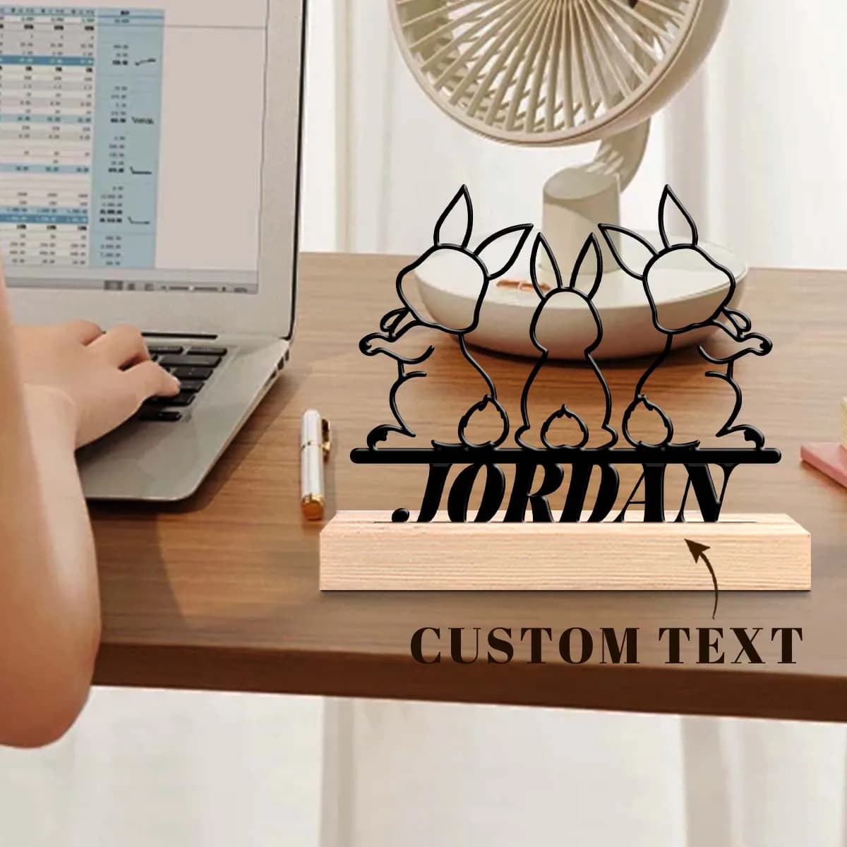 1pc Metal Art Desktop Decoration Custom Content Equipped with Wooden Base Office Decoration,Christmas and Housewarming Gifts