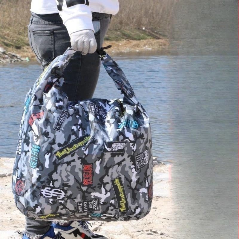 Borsa pieghevole per pesci vivi in tessuto Oxford per mantenere la rete con tasca portaoggetti Borsa per il trasporto di attrezzatura da pesca per pescatori
