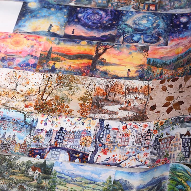 Mr.Paper kawaii Healing Journey Series Large Size Aquascape Tape scrapbooking tape sticker stationery supplies washi tape set