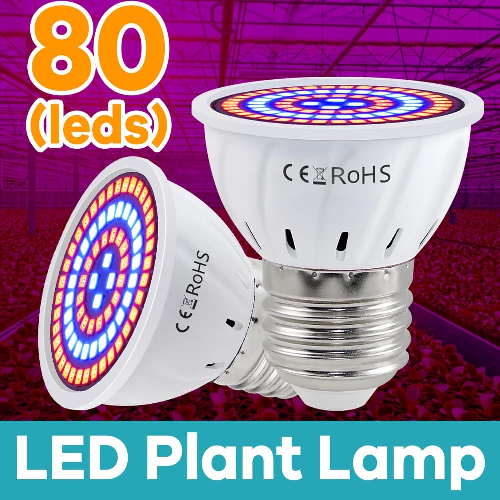 LED Lights E27 for Cultivation Plants, GU10 Lamps for Indoor Hydroponic Coltivation, Flowers, Seeds, Vegetables, Lamps E14 MR16 B22 GU5.3